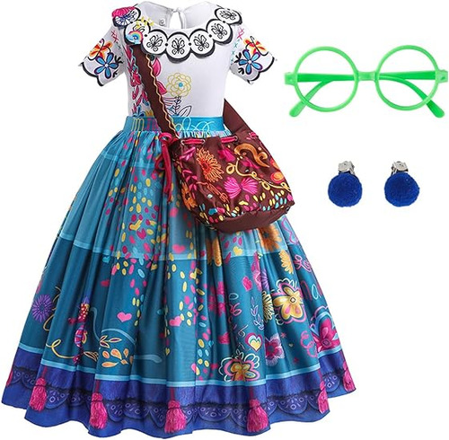 Vestido Disfraz Princesa Para Niñas Con Lentes Verdes Con Cl