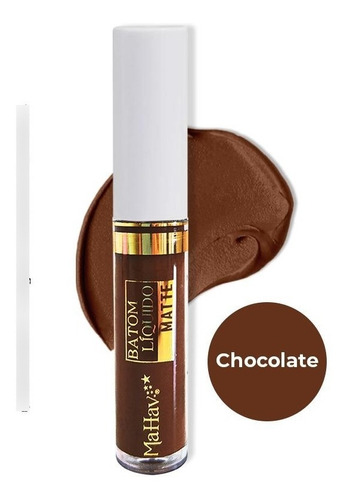 Batom Liquido Matte Chocolate Mahav 4ml Cor 12