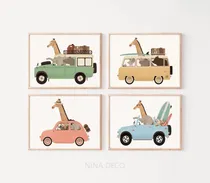 Comprar Set X4 Cuadros 33x43 Completos - Animalitos Selva Auto Mar