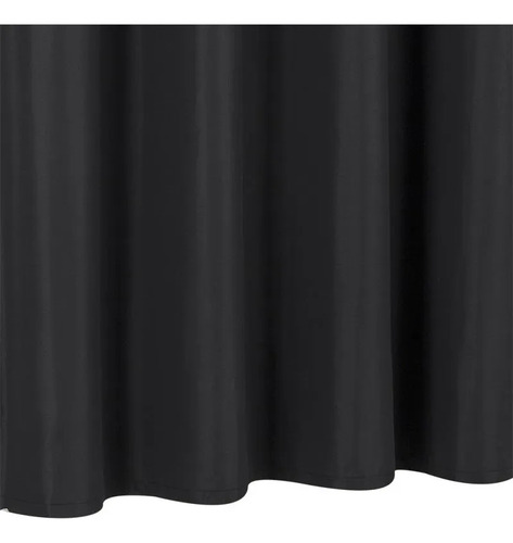 Cortina Blackout Textil Con Argollas 100% Bloquea Luz Negro