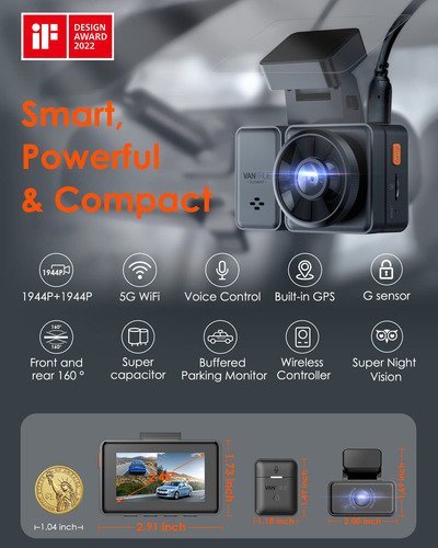 Dash Cam Vantrue E2 Delantera Y Trasera 2.7k + 2.7k Para Coc