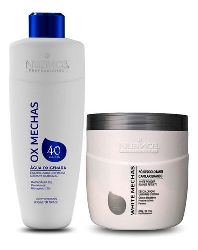 Imagem 1 de 3 de Pó Descolorante Branco White Mechas Nuance E Oxigenad De 40v