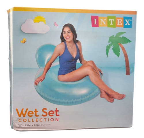 Flotador Inflable Dona Anillo Con Respaldo 58889 Intex Azul