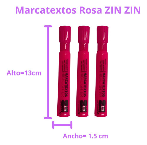12 Marcatextos Rosa Resaltador Punta Cincel Tipo Sharpie