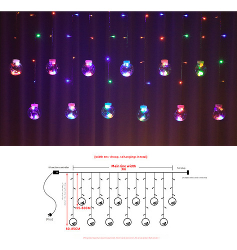 Cortina De Luces Led De Hadas Con Bolas De Colores