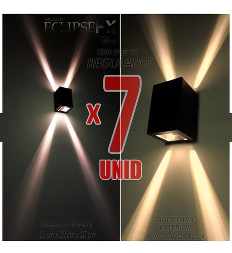 Imagen 1 de 10 de Difusor Bidireccional Exterior Efecto Rayos X Led 6w Pack X7