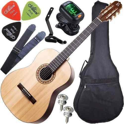 Kit Violão Rozini Acústico Cordas Nylon Tampo Maciço Rx210