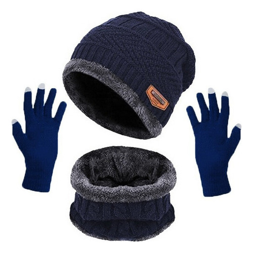 Conjunto De Tres Piezas De Guantes, Bufanda Y Gorro Cálido