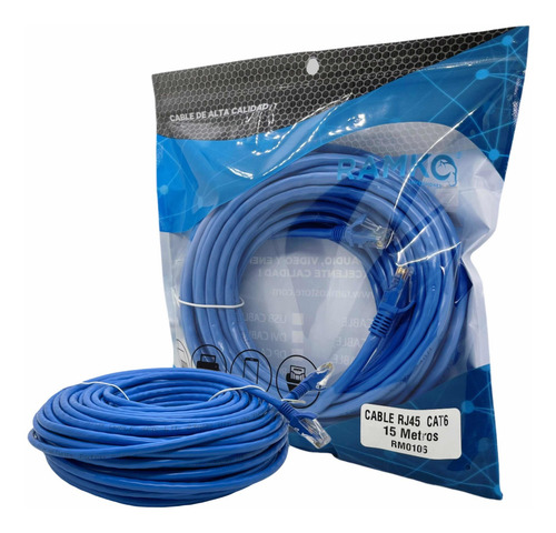 Imagen 1 de 3 de Cable Internet Rj45 Lan Red Cat 6e Ethernet De 15 Metros