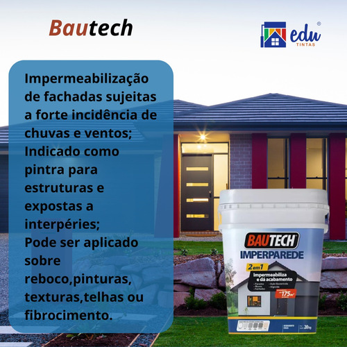 Tinta Imperparede Impermealizante Bautech Cores 2 0 K G. Acabamento Fosco Cor Cinza Platina