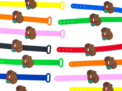 Pulseira Capivara 10un Variadas Pulseirinha Mimo Ajusavel