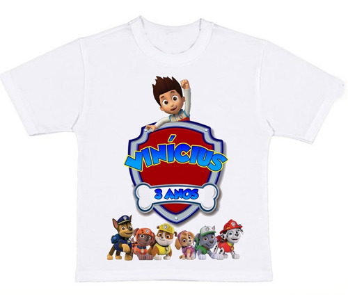 Camiseta Infantil Aniversário Patrulha Canina Personalizada