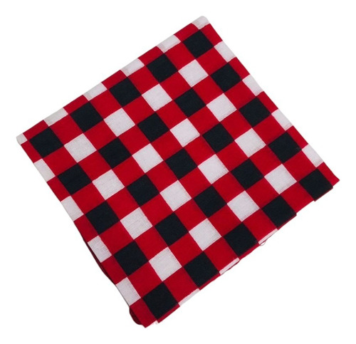 Lenço Bandana Xadrez Vermelha Com Branco E Preto Para Cabeça