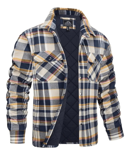 Chamarra A Cuadros Con Forro Polar Para Hombre