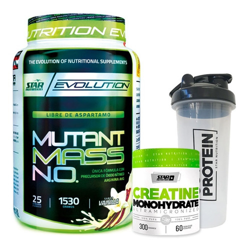 Mutant Mass 1,5 Kg + Creatina 300g + Vaso Star Nutrition