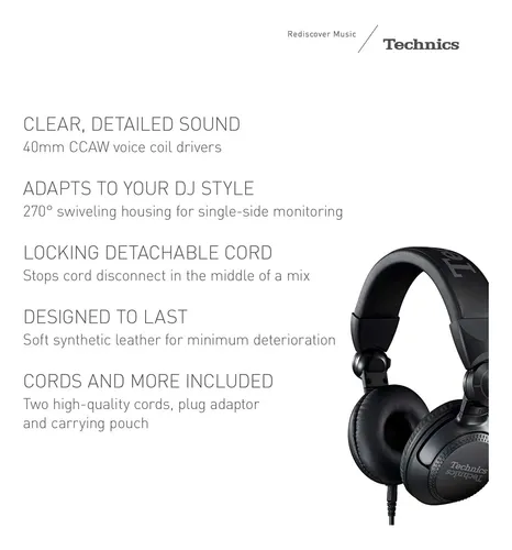 Auriculares Dj Technics Eah-dj1200 40mm Plegables Negro | Frete grátis