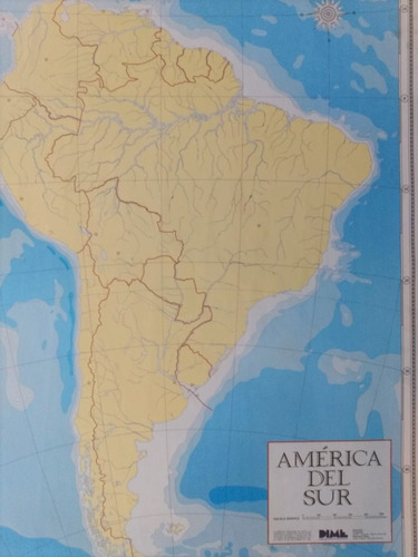 Mapa Mural América Del Sur Mudo Laminado Envarillado