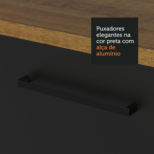 Balcão De Pia Madesa Agata 2 Portas - Rustic/preto