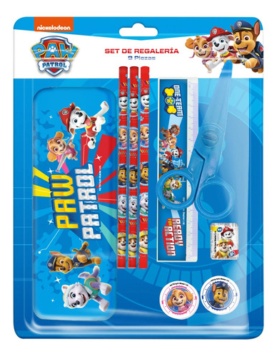 Set Escolar / Motivo Paw Patrol / Kit  9 Piezas / Utiles