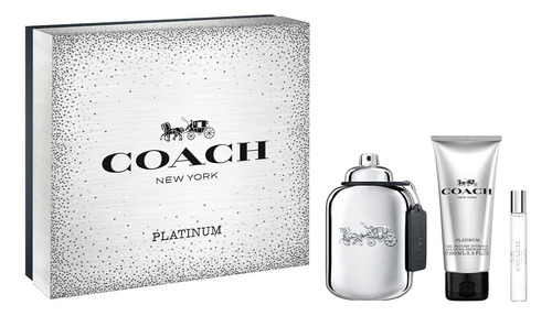 Perfume Coach Man Platinum Cofre Edp *100 Ml + Sg + Travel
