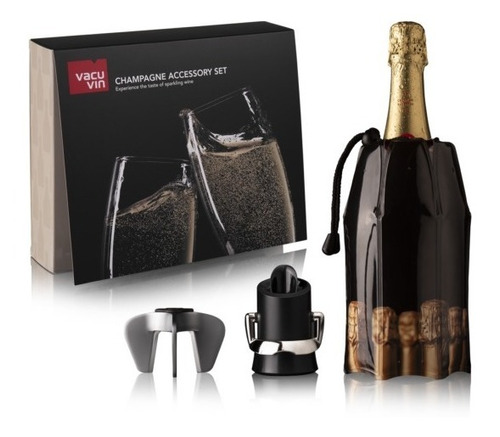Imagen 1 de 7 de Champagne Accesorio Set Vacu Vin  Tapon Abridor + Enfriador 