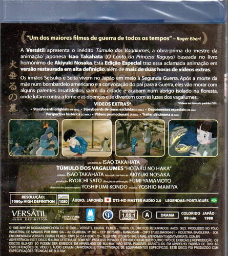 Blu-ray Tumulo Dos Vagalumes - Versatil - Bonellihq S20