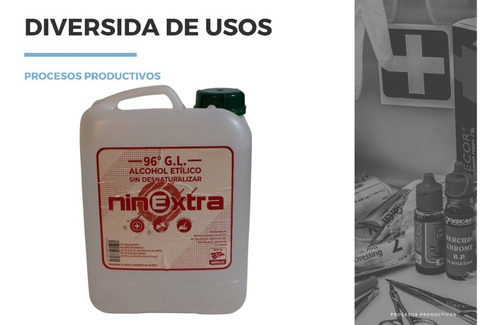 Imagen 4 de 10 de Alcohol Etílico Del 96° Alta Pureza Sin Desnaturalizar.