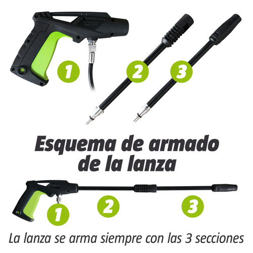 Hidrolavadora Kroner Alta Presión 1400w Auto-stop + Acces Color Negro/Verde Frecuencia 50 Hz
