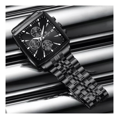 Reloj Cuadrado De Lujo De Acero Inoxidable Con Cronógrafo Re