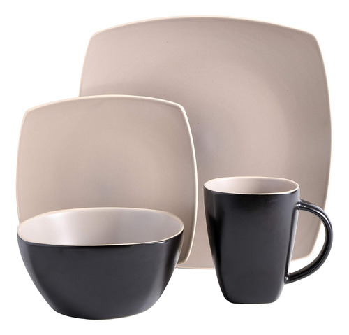 Vajilla En Set Cerámica Gris 16 Pz Soho Lounge