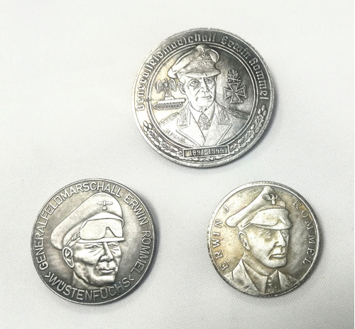 Moneda Militar, Set 3 Monedas Alusivas Erwin Rommel 1891-194