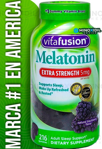 Melatonina Extra Fuerza 5mg | 216 Pzas | Tamaño Extra Grande Sabor Mora