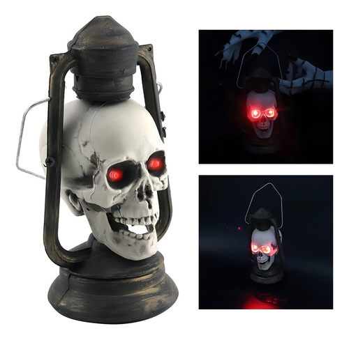 Lampião Luminaria Cranio Caveira Led Pisca Halloween Festa Cor Preto