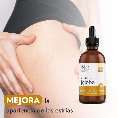 Imagen 5 de 10 de Serum De Jojoba Marca Hebbe Antiestrias Organico Linea Aceite Capilar Y Corporal 1 Pza. 50ml