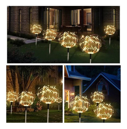 Luces De Fuegos Artificiales Solares Led Navideñas Para Exte