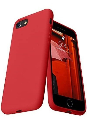 Funda Compatible Con iPhone SE Bumper De Silicona Roja