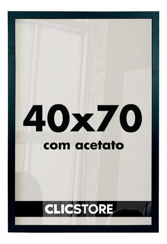  Moldura 40x70 Quadro Decorativo Acetato Poster Foto Corredor Cor Preto Liso 