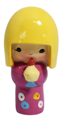 Kokeshi Muñeca Japonesa De Madera Rosa 7,5cm Varios Modelos