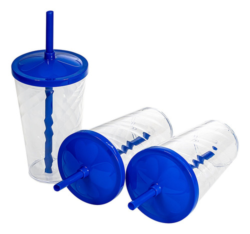 Copo Twister 500ml Com Tampa E Canudo - 30 Unidades Cor Azul Royal