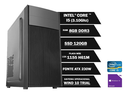 Pc Computador Cpu Core I5 8gb Ssd120gb Win10 Office