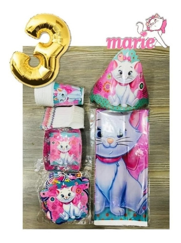 Set Kit Decoracion Gata Marie X12 Niños + Obsequio