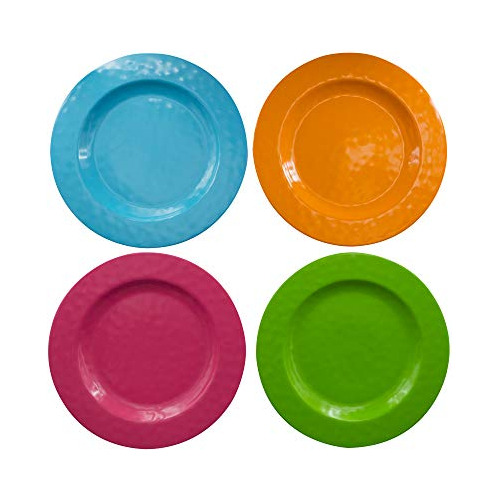 Plato Llano , Melamina, Juego De 4 Colores