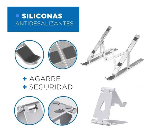 Soporte Vertical De Alumnio Notebook Macbook Laptop Plateado