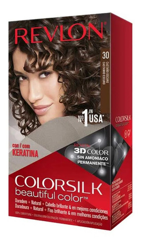 Kit Tintura Revlon  Colorsilk beautiful color™ tono 030 castaño oscuro para cabello