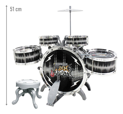 Bateria musical de brinquedo DM Toys Rock Party DMT5366 preto