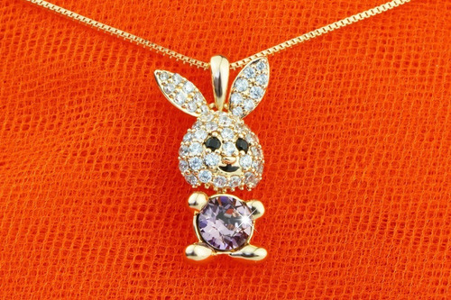 Imagen 5 de 9 de Collar Dije Cadena Oro 18k Conejo Moderno Regalo Mama Estilo