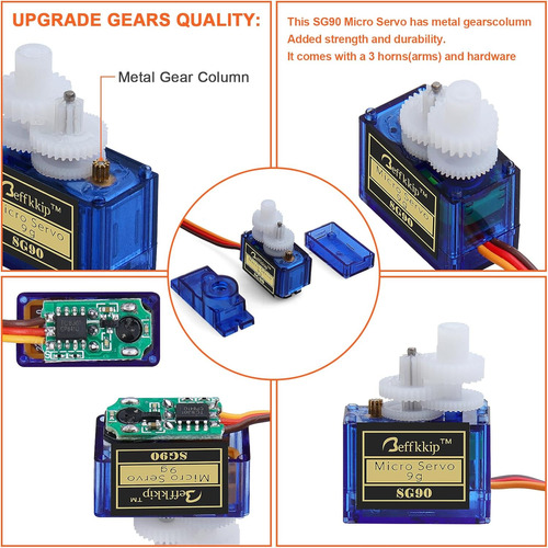 4 Unids Sg90 0.32 Oz Micro Servos Para Rc Robot Helicóptero