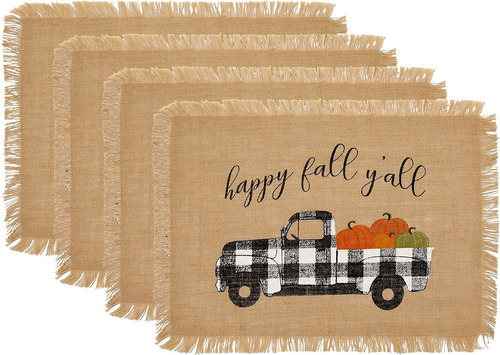 Farmhouse Living  Fall Y39all Farm Truck Manteles Indiv...