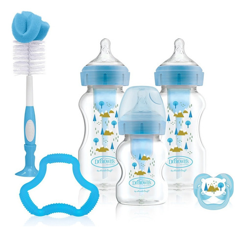 Dr Brown's Options+ Set Biberones Decorados Niño Color Transparente Con Azul Bosque