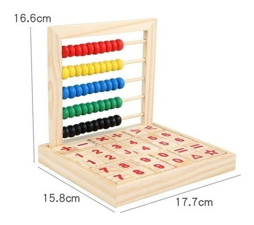 Juego Didáctico Abaco Matemático + 30 Bloques Números Madera
